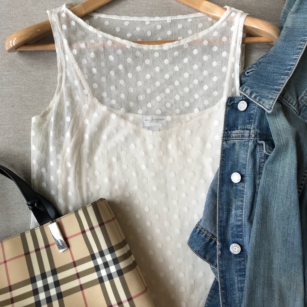 Preppy, feminine layered polka dot tank
